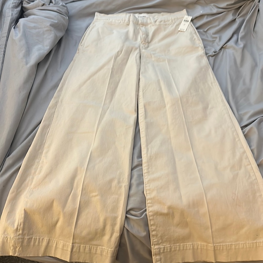 Anthropologie cream wide leg pants